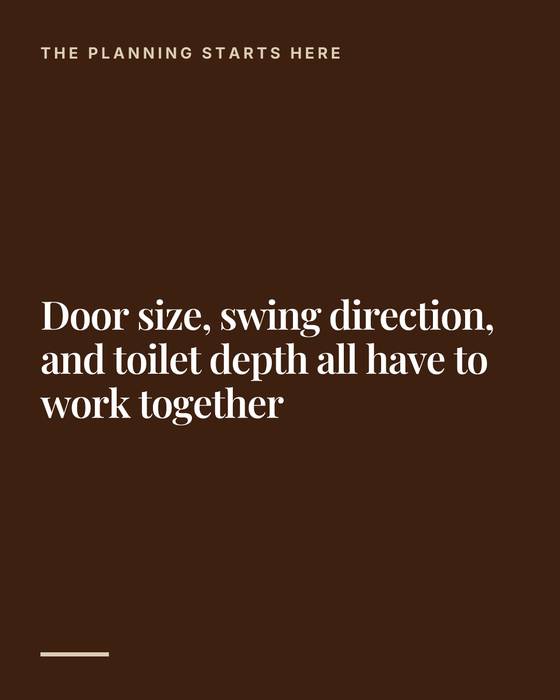 Slide 2 of 7: a slide from a Fratelli Remodel carousel about planning a toilet room
