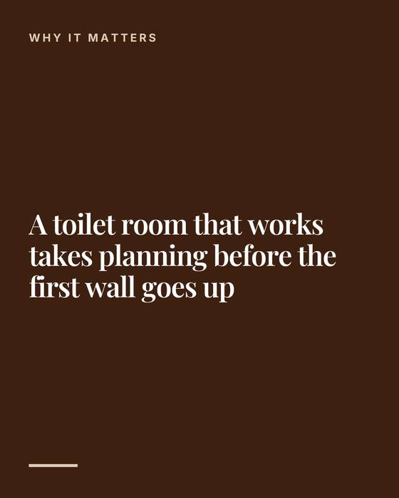 Slide 6 of 7: a slide from a Fratelli Remodel carousel about planning a toilet room